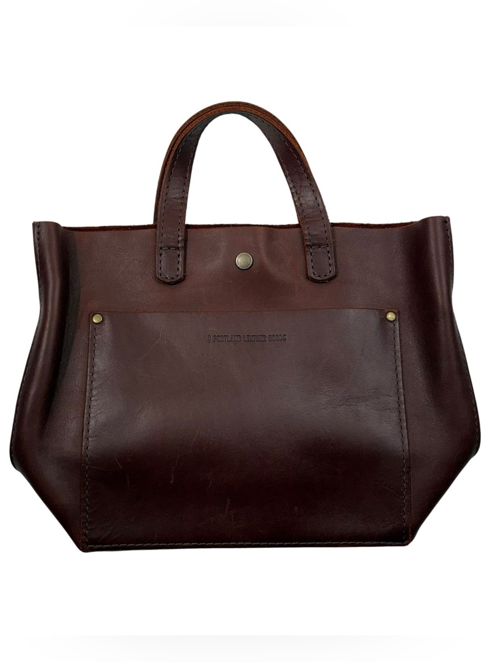 Portland Leather Goods Mini Crossbody Brown Leather Tote Bag Snap Closure Purse